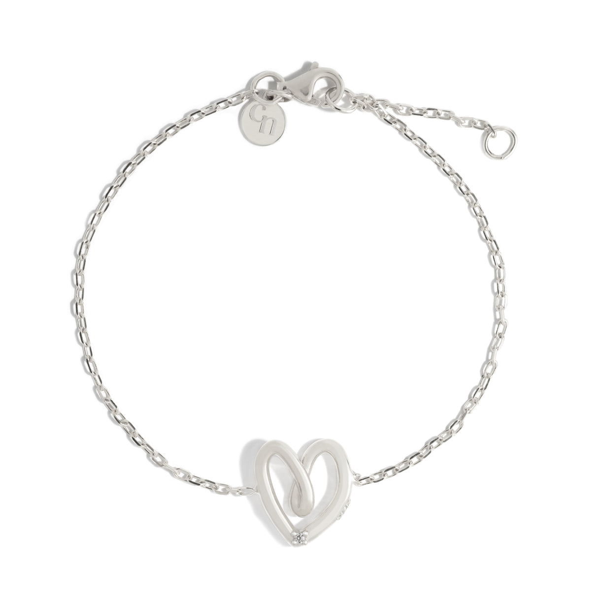 Pulsera Cz Corazon Twist Mom Silver