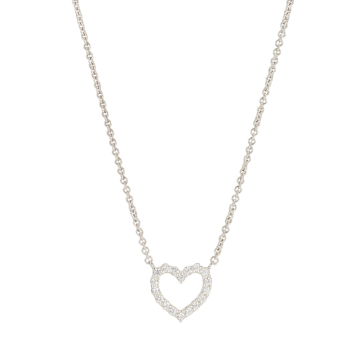 Collar Cz Corazon Halo Silver