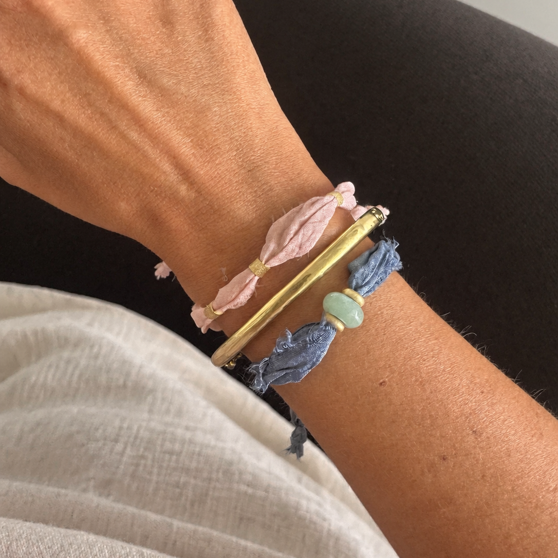 PULSERA SILK THE DENIM - AVENTURINA GOLD