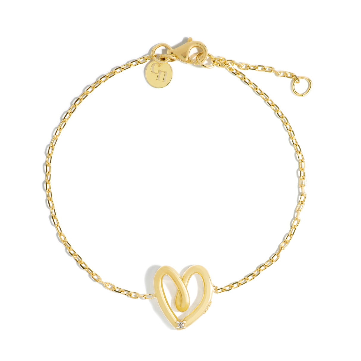 Pulsera Cz Corazon Twist Mom Gold