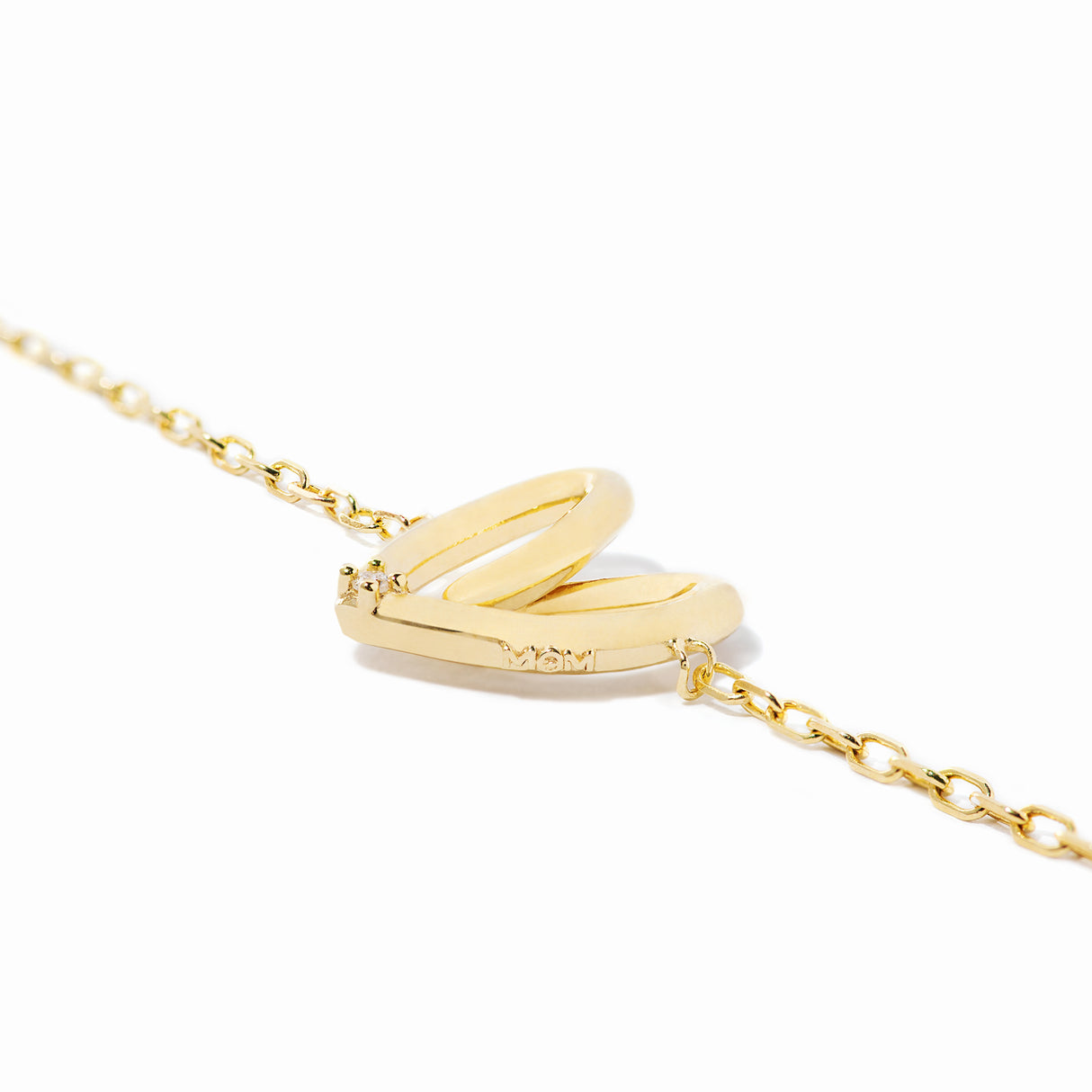 Pulsera Cz Corazon Twist Mom Gold