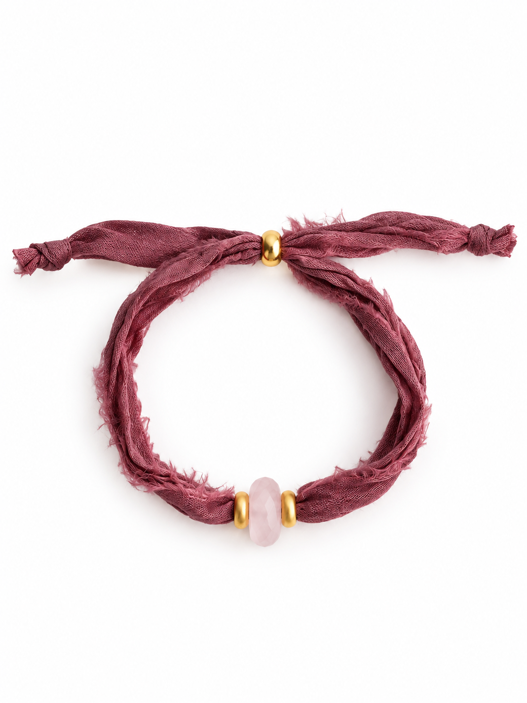 PULSERA SILK THE MAUVE - CUARZO ROSA GOLD