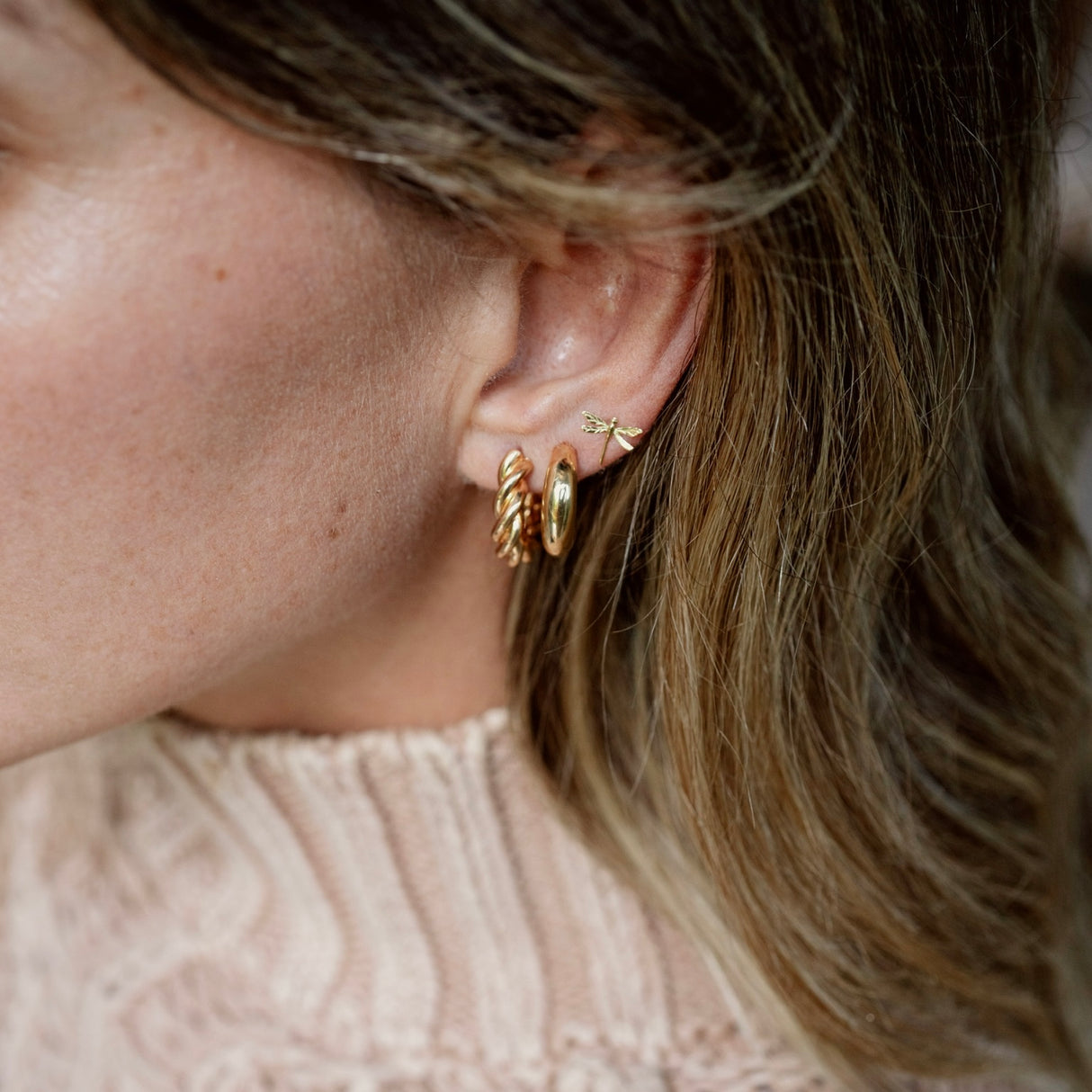 Stud Dragonfly 18K