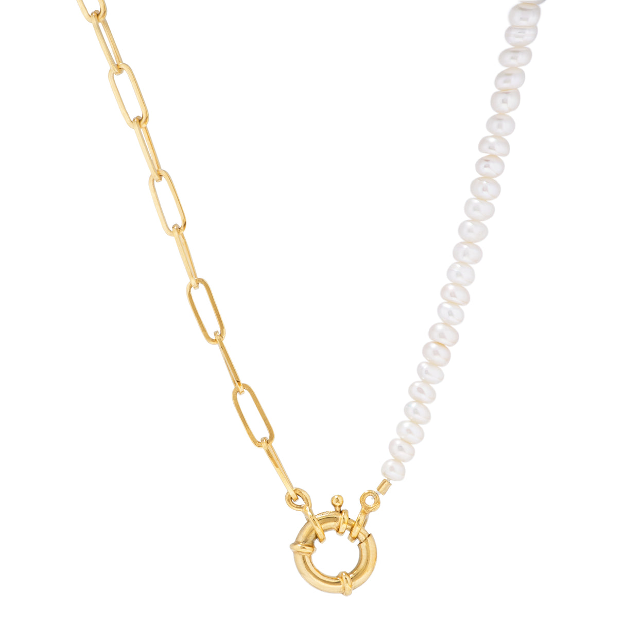 Gargantilla Toggle Link X Pearl Gold