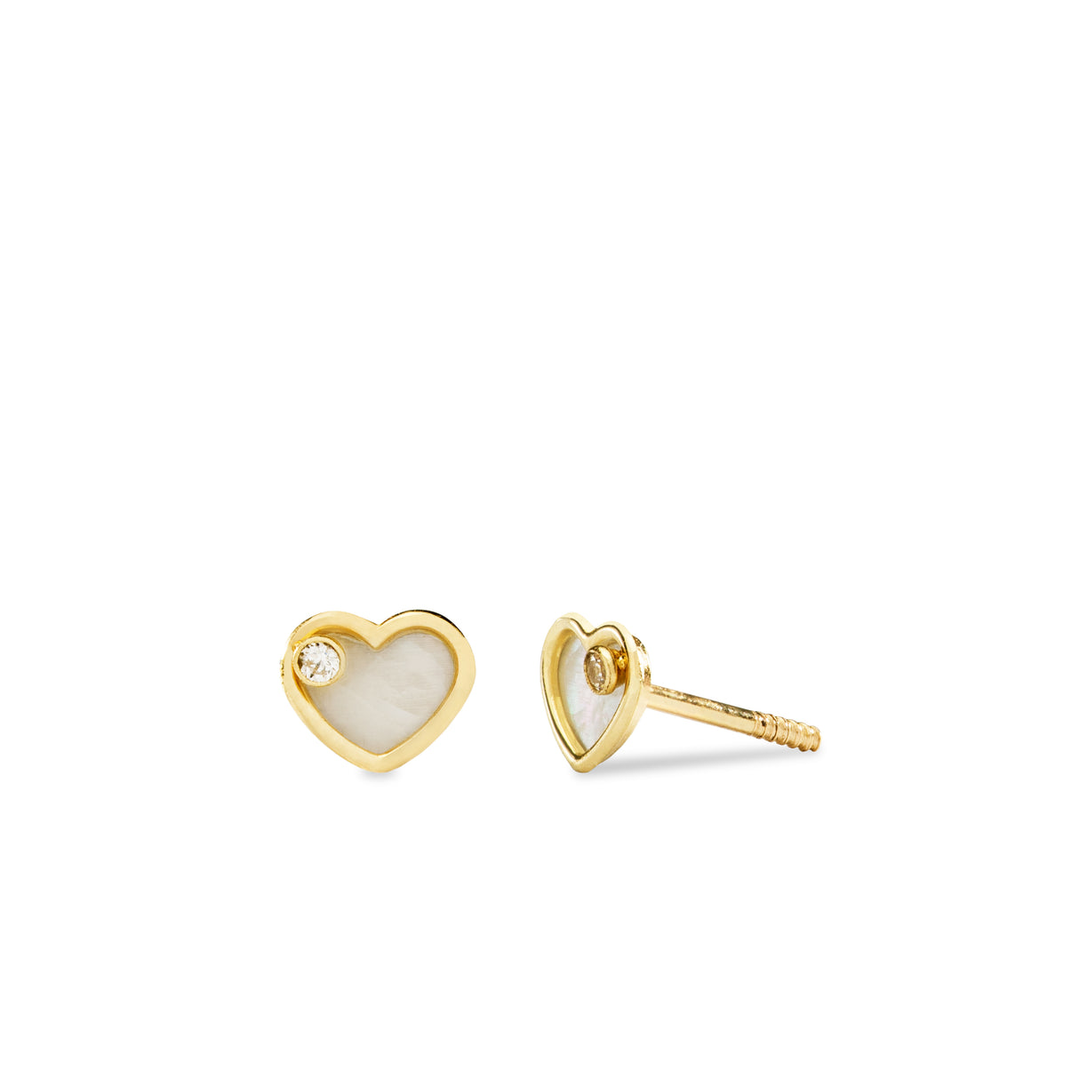 Arete Baby Corazon Nacar Luz 14K