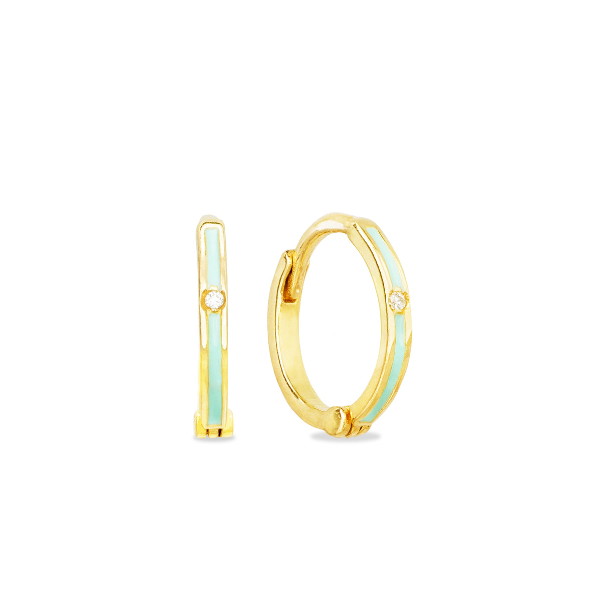 Argollas Kids 9mm Luz Aqua 14K