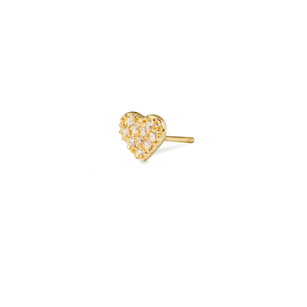 Stud Pave Heart 18K