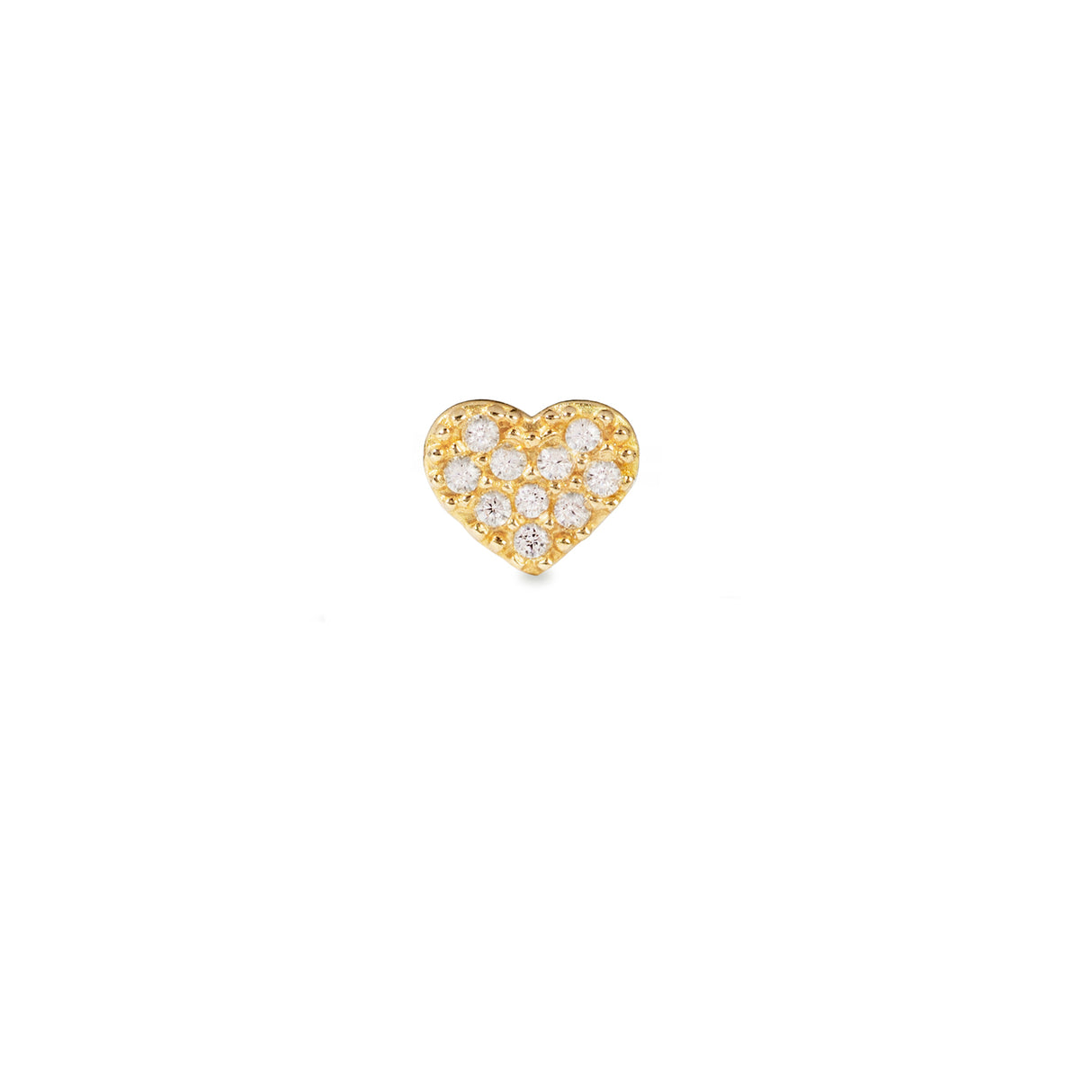 Stud Pave Heart 18K