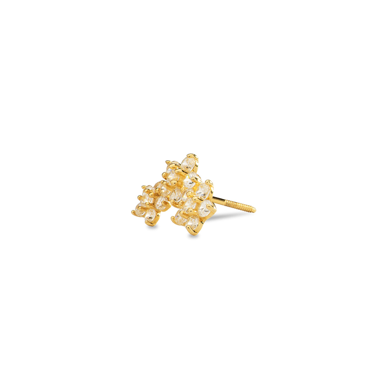 Stud Cz Triple Roseta 14K