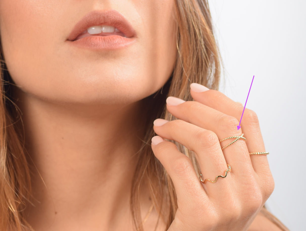 Anillo Cross Dots Gold