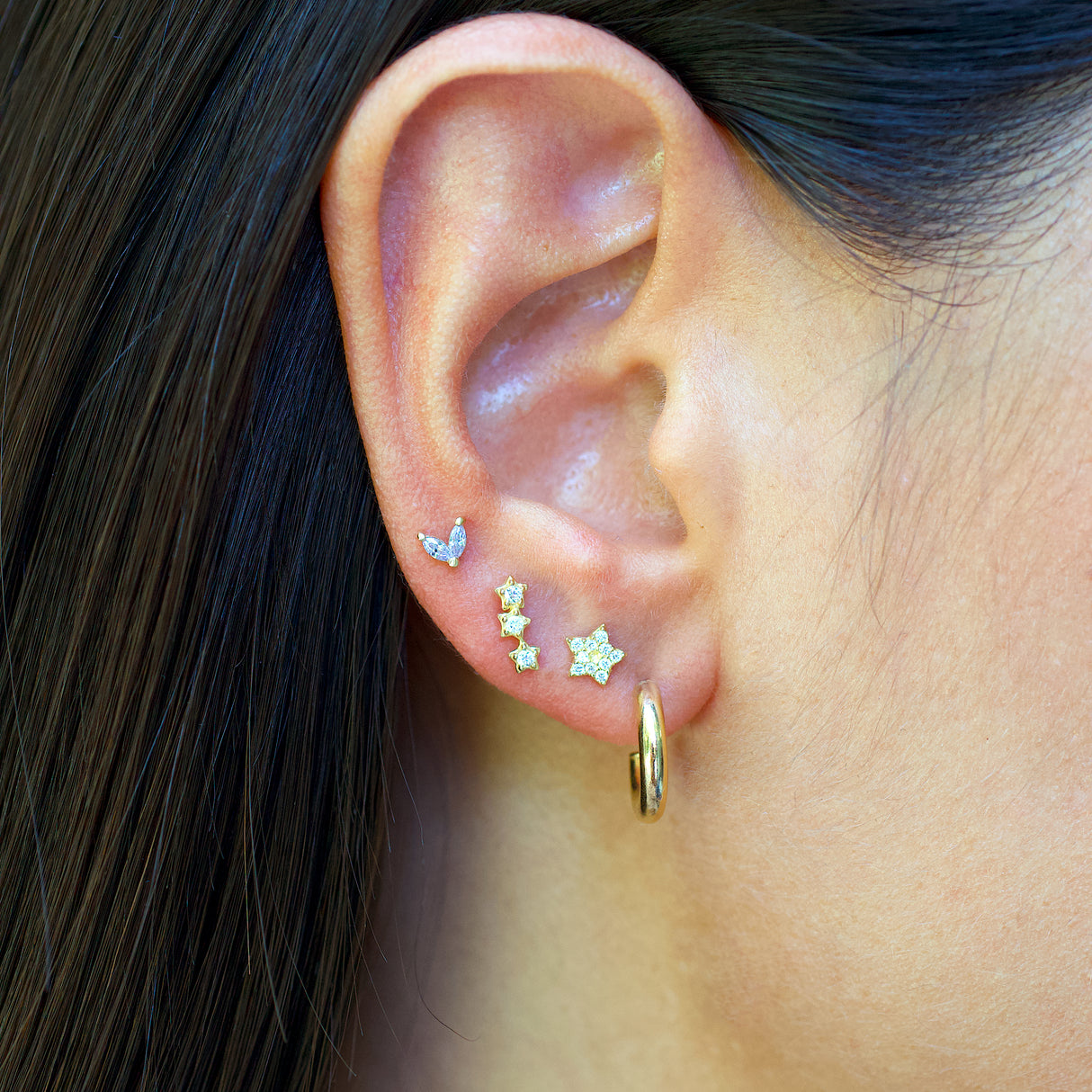 Stud Triple Star 18K