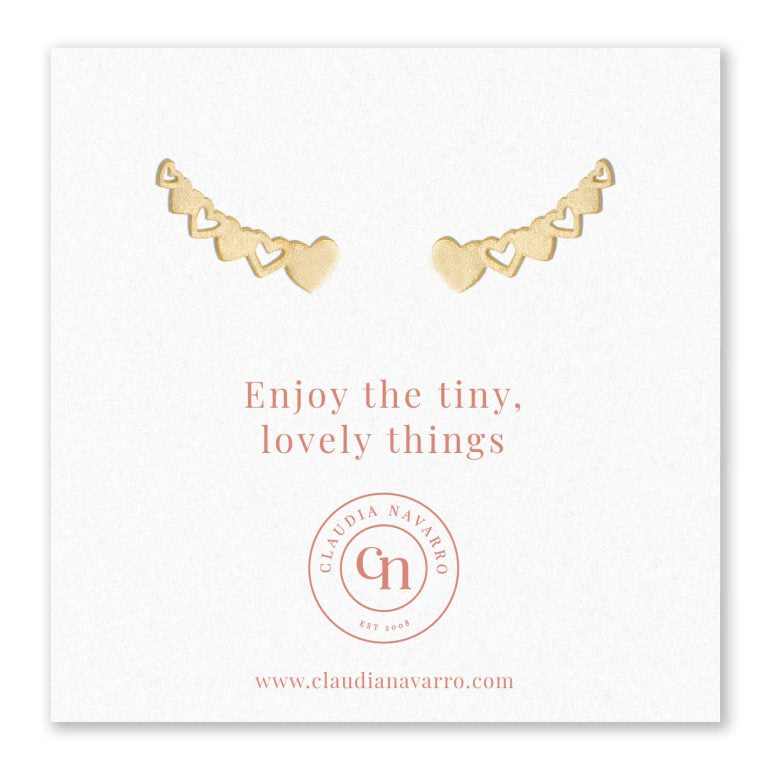 Ear Climber Corazones Gold