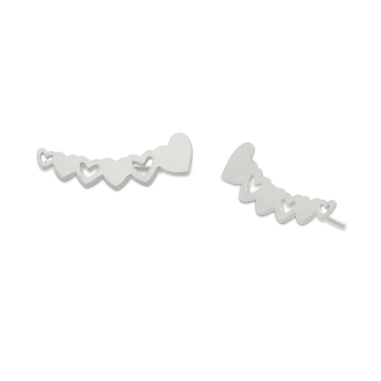 Ear Climber Corazones Silver
