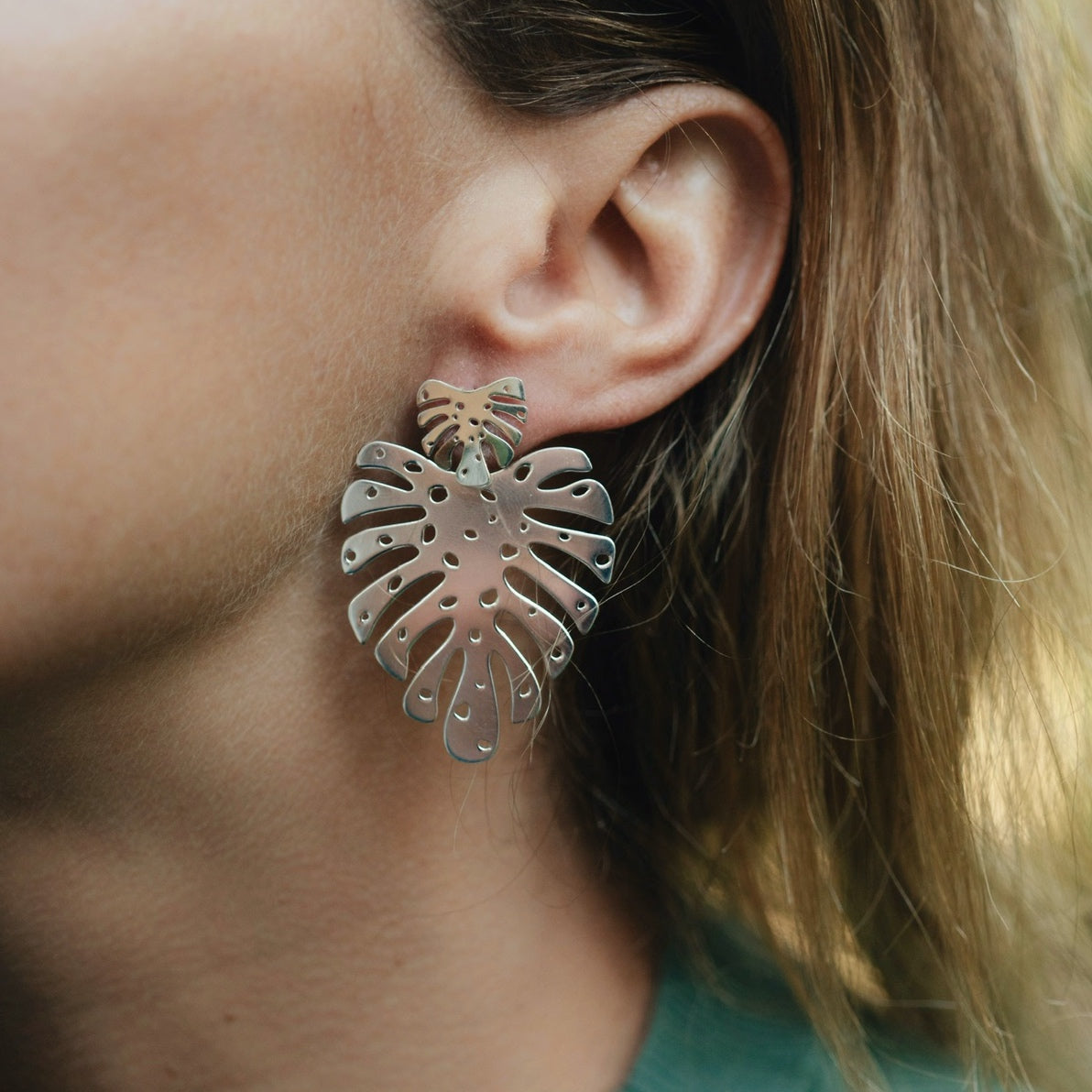 Arete Largo Hojon Silver