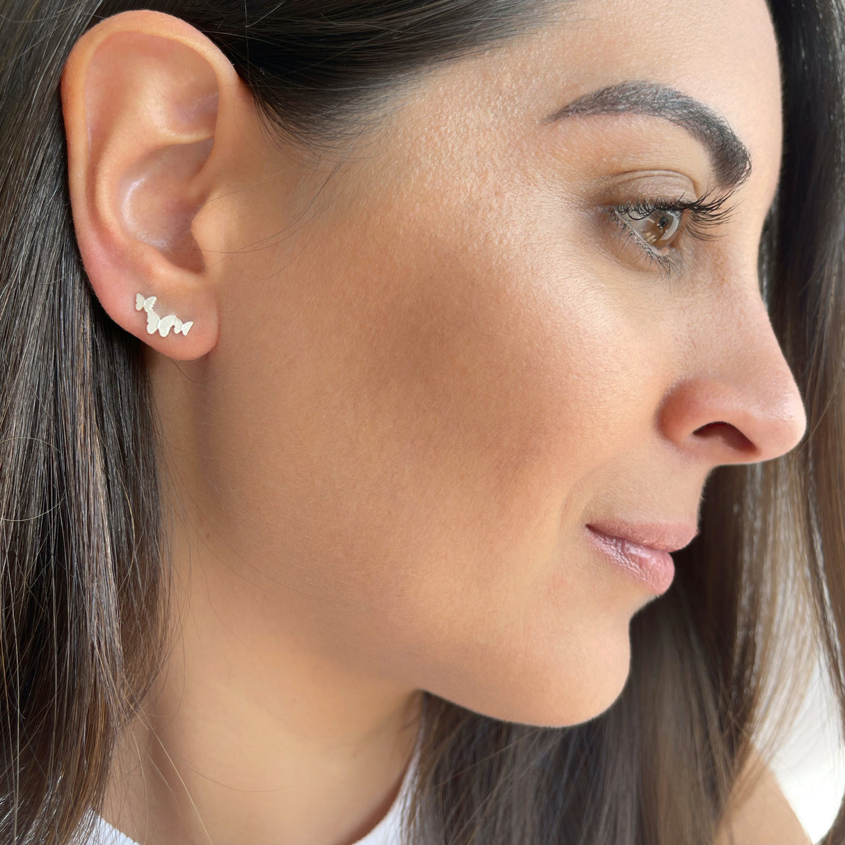 Ear Climber Butterflies Silver