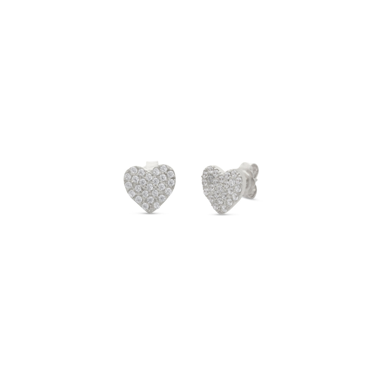 Arete Cz Mini Heart Silver