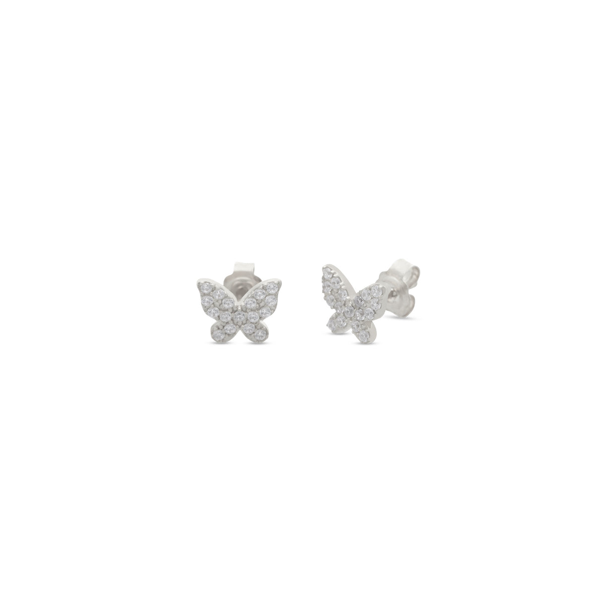 Arete Cz Mini Butterfly Silver