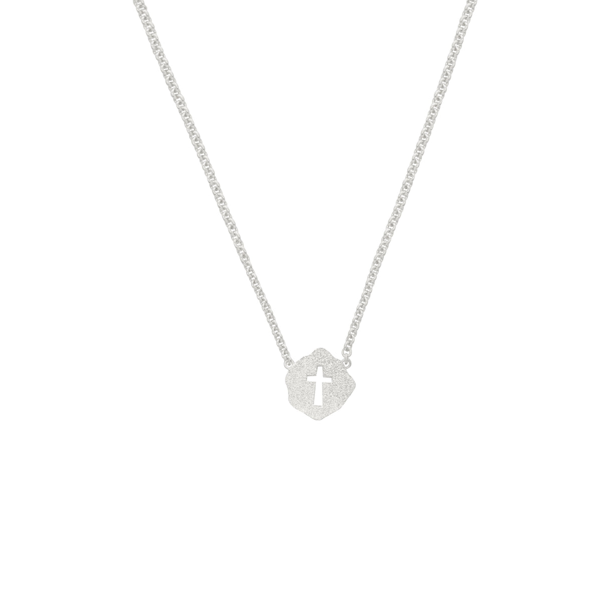 Collar Placa Cruz Silver