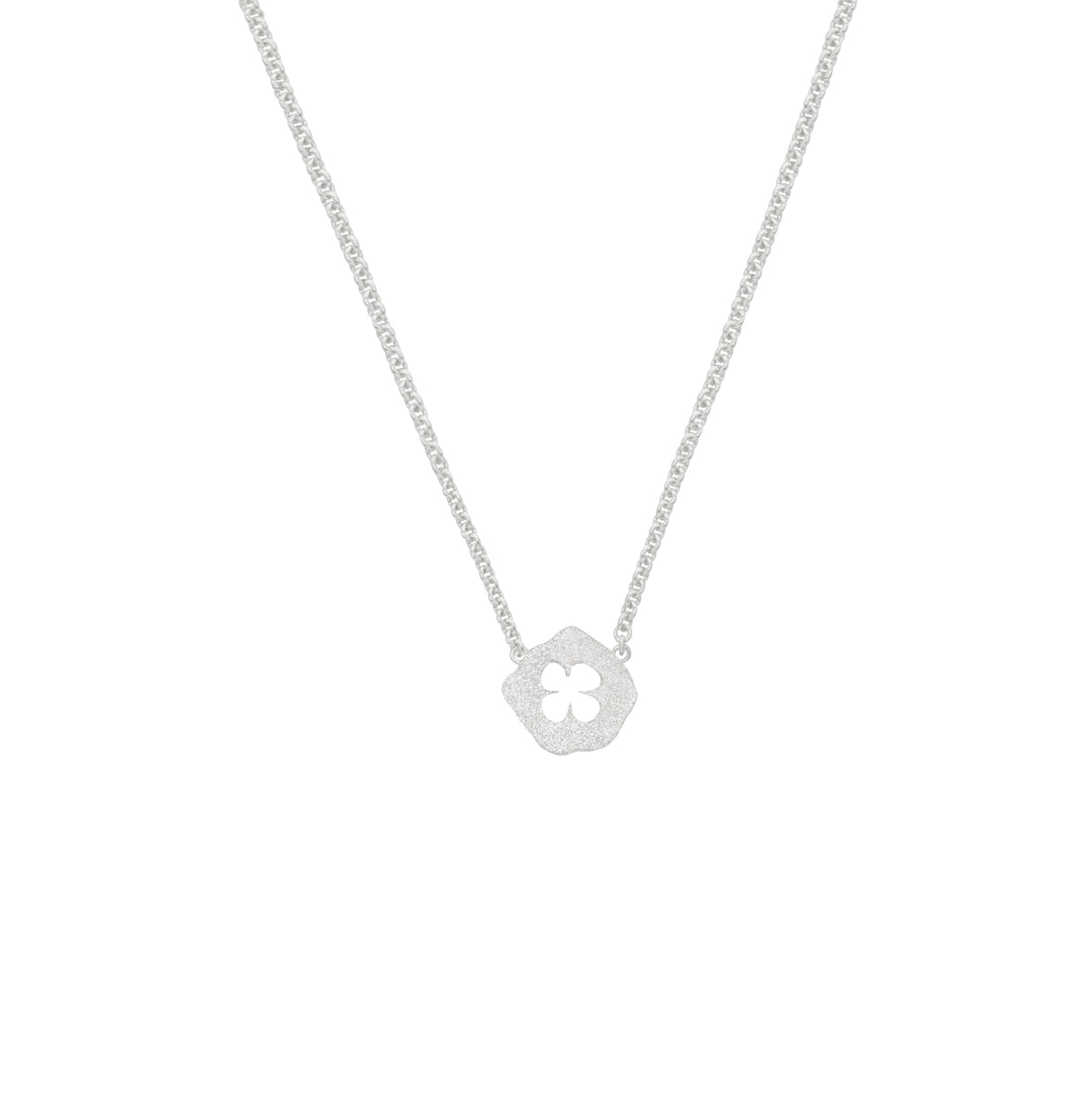 Collar Placa Flor Silver
