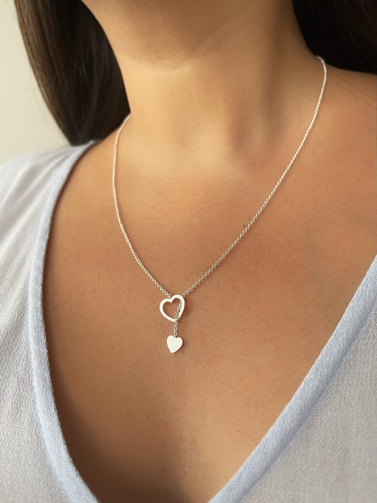 Collar Corazón Latte Silver