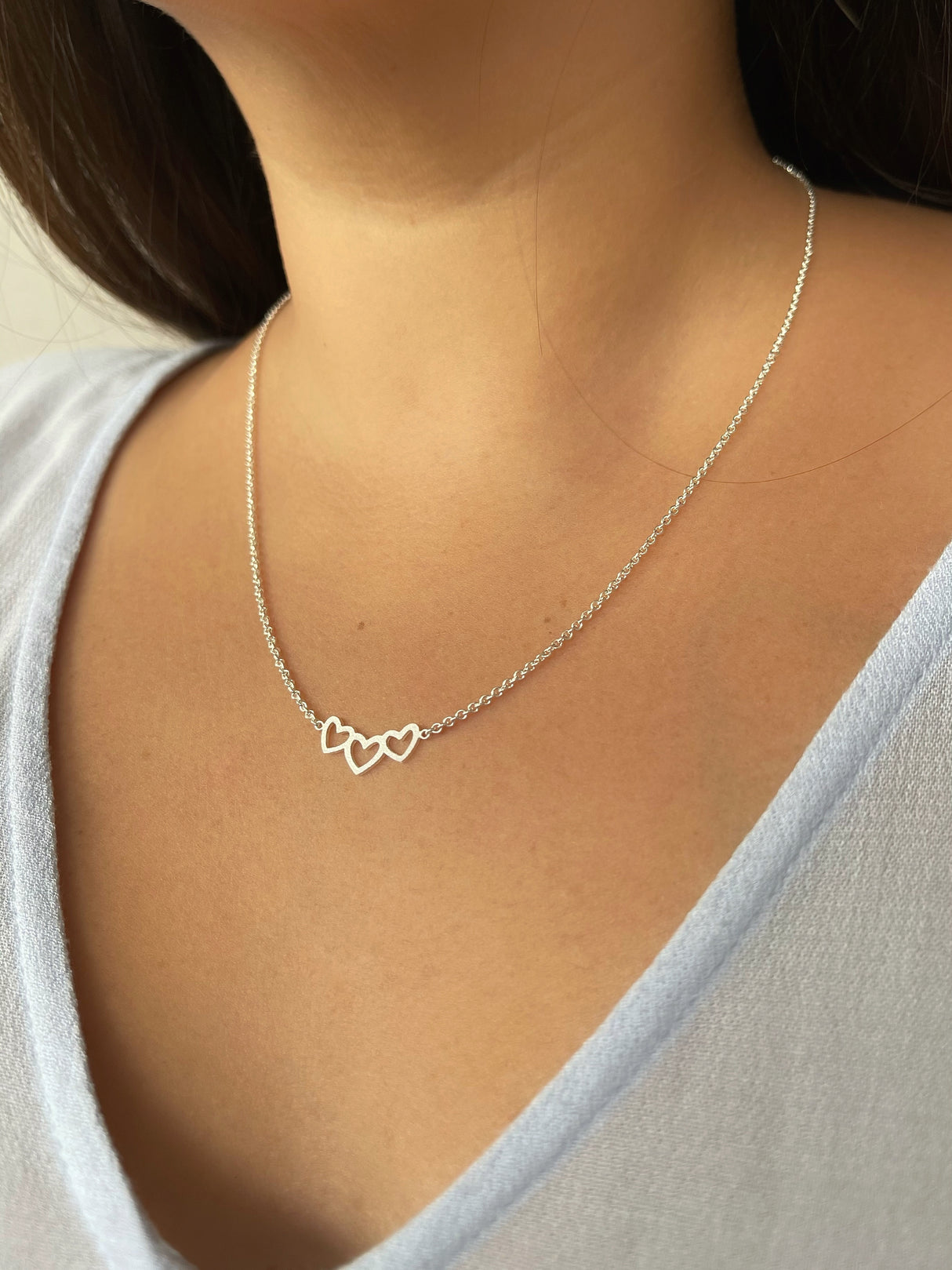 Collar Tres Corazones Silver