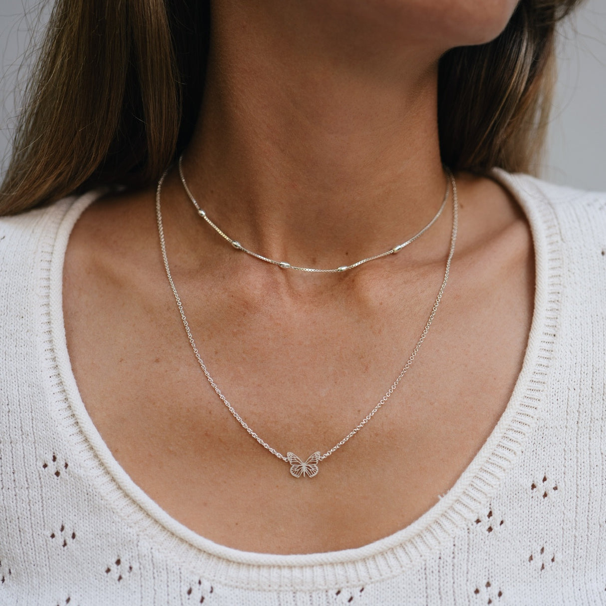 Collar Mariposa Monarca Silver