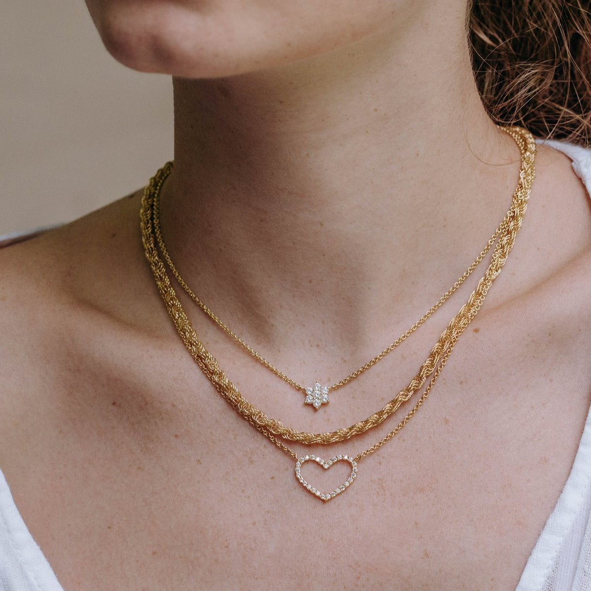 Collar Cz Heart Xl Gold