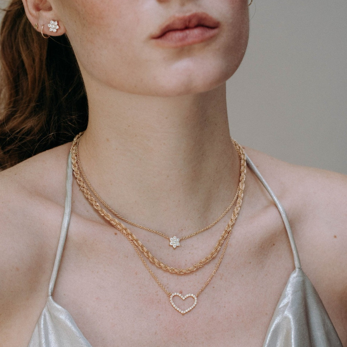 Collar Cz Heart Xl Gold