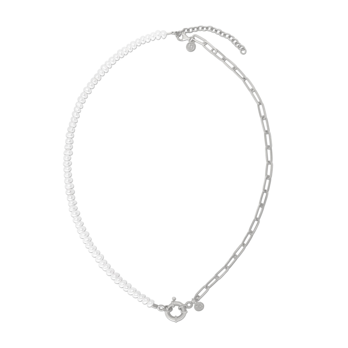 Gargantilla Toggle Link X Pearl Silver