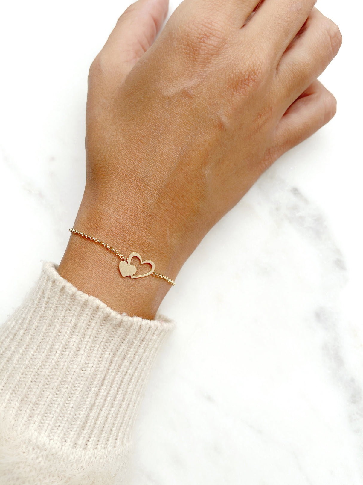 Pulsera Doble Corazon Gold