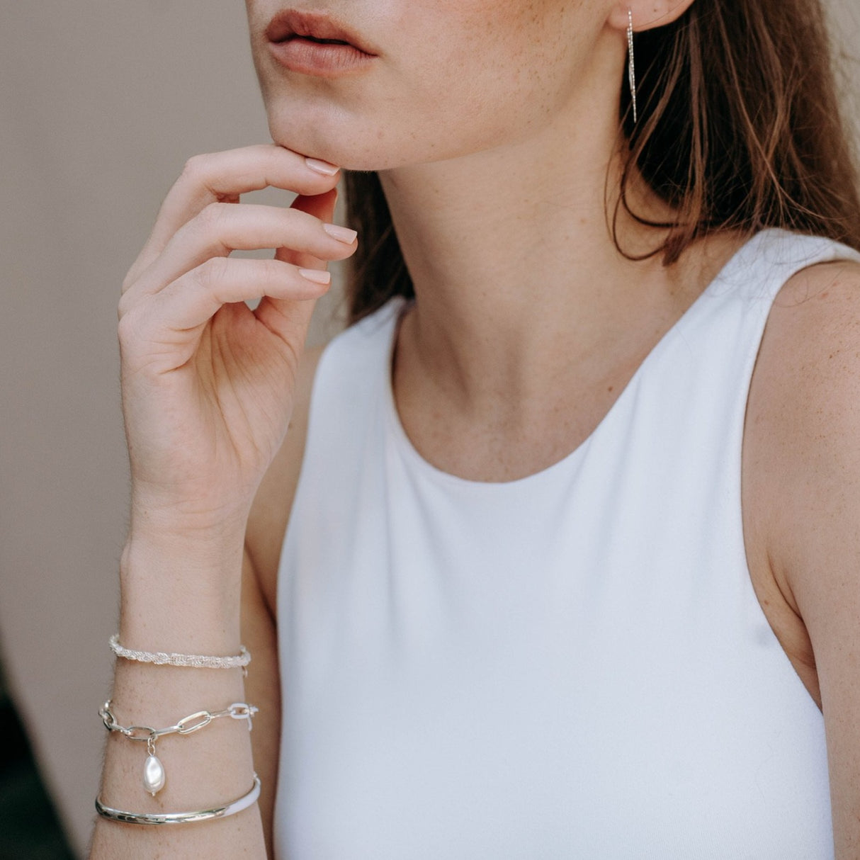 Pulsera Link X Pearl Silver