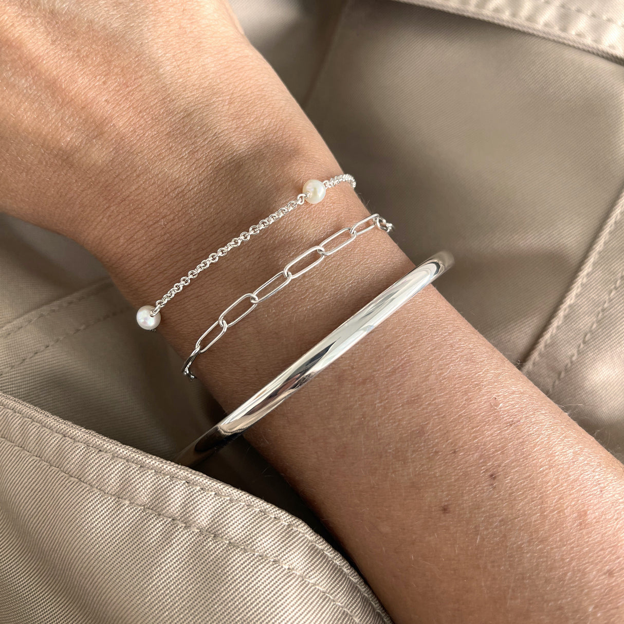 Pulsera Mix Pearl Silver