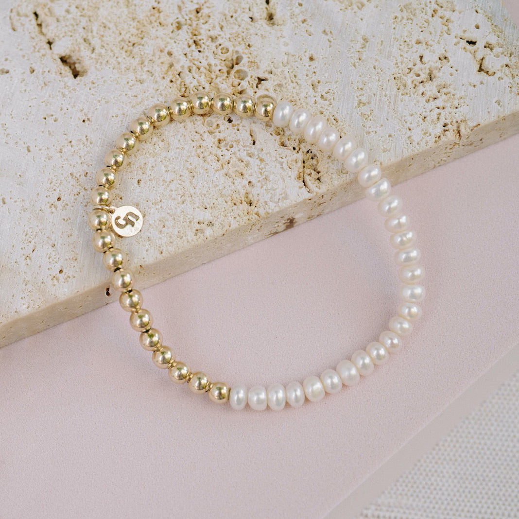 Pulsera Beads Pearl S Gold