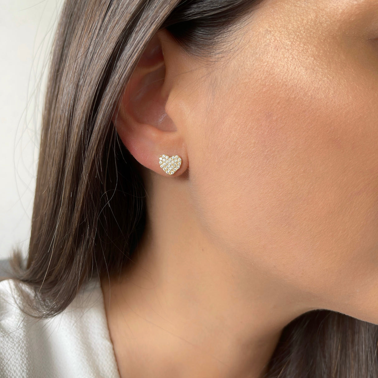 Arete Cz Mini Heart Gold