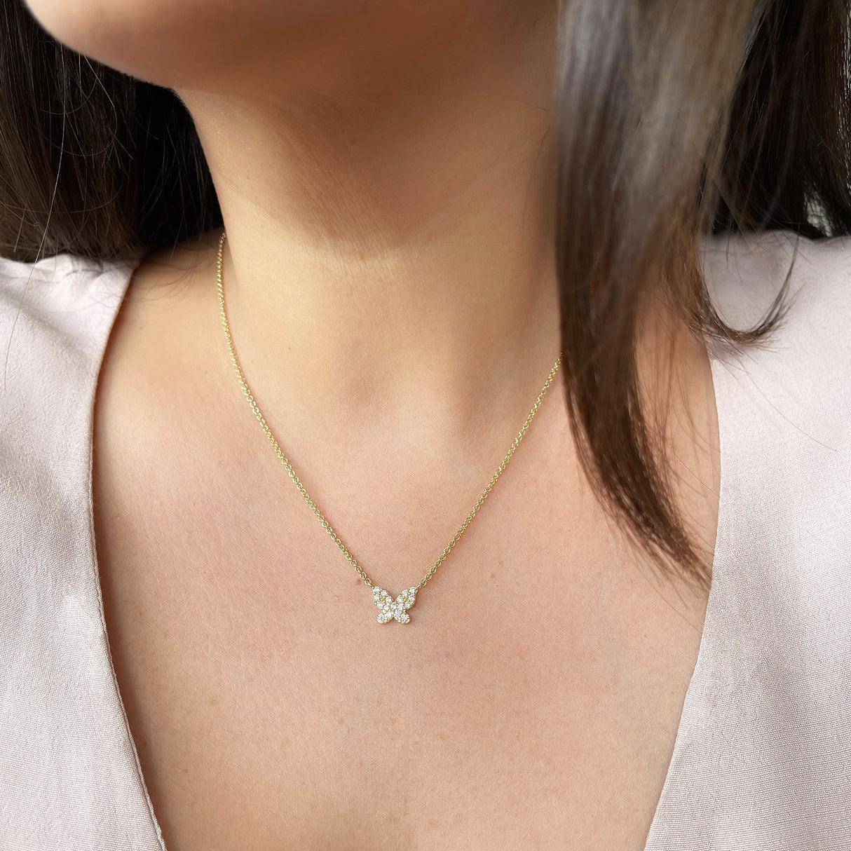 Collar Cz Mini Butterfly Gold