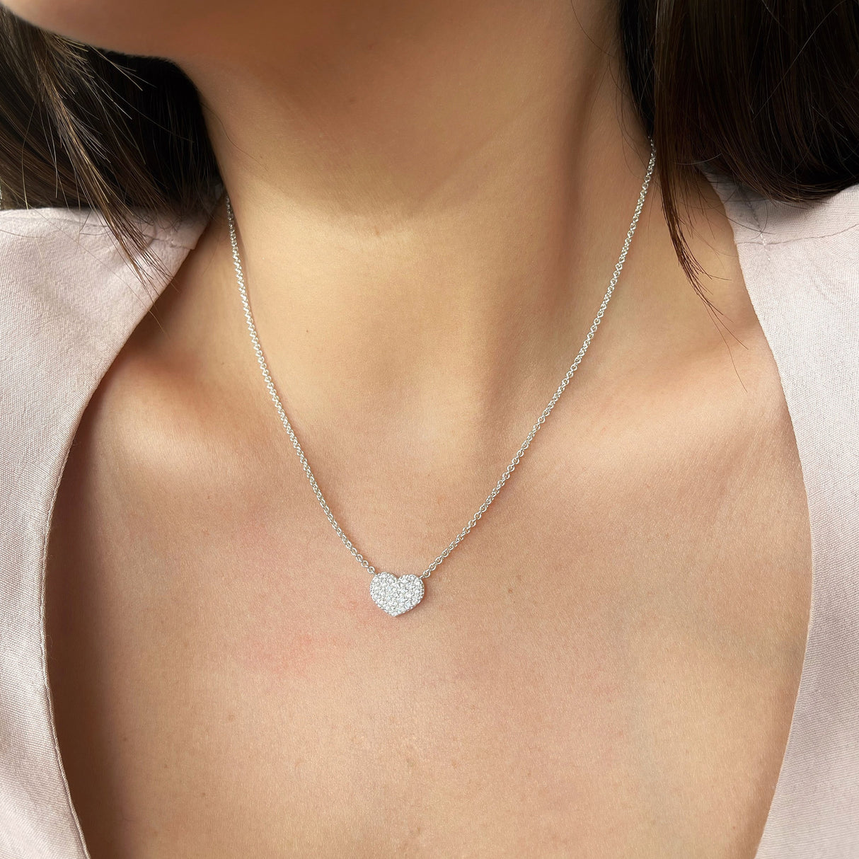 Collar Cz Mini Heart Silver