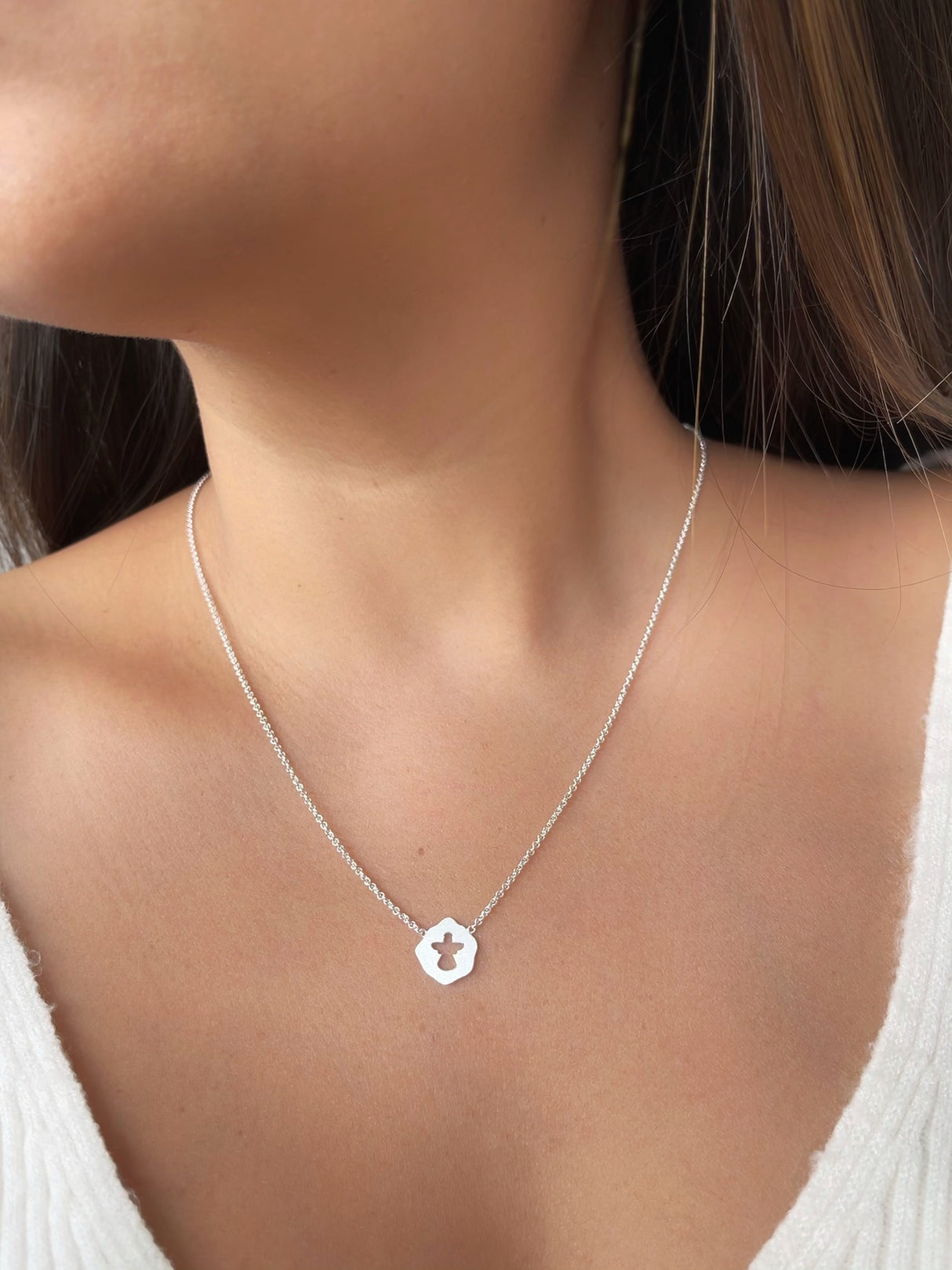 Collar Placa Angel Silver