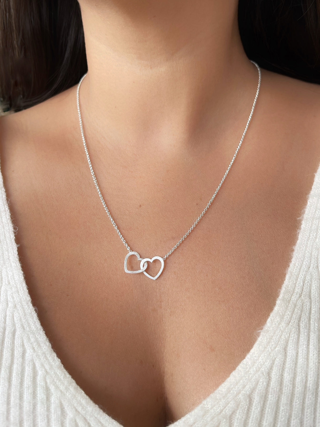 COLLAR 2 CORAZONES SILVER