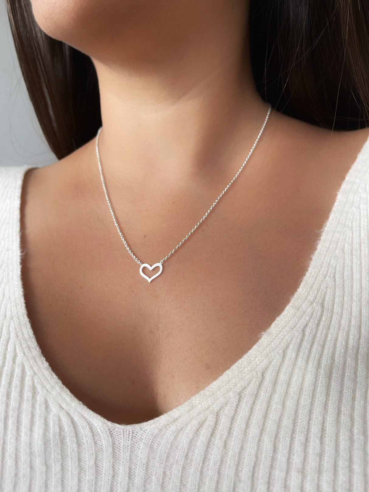 Collar Corazón Borde Silver