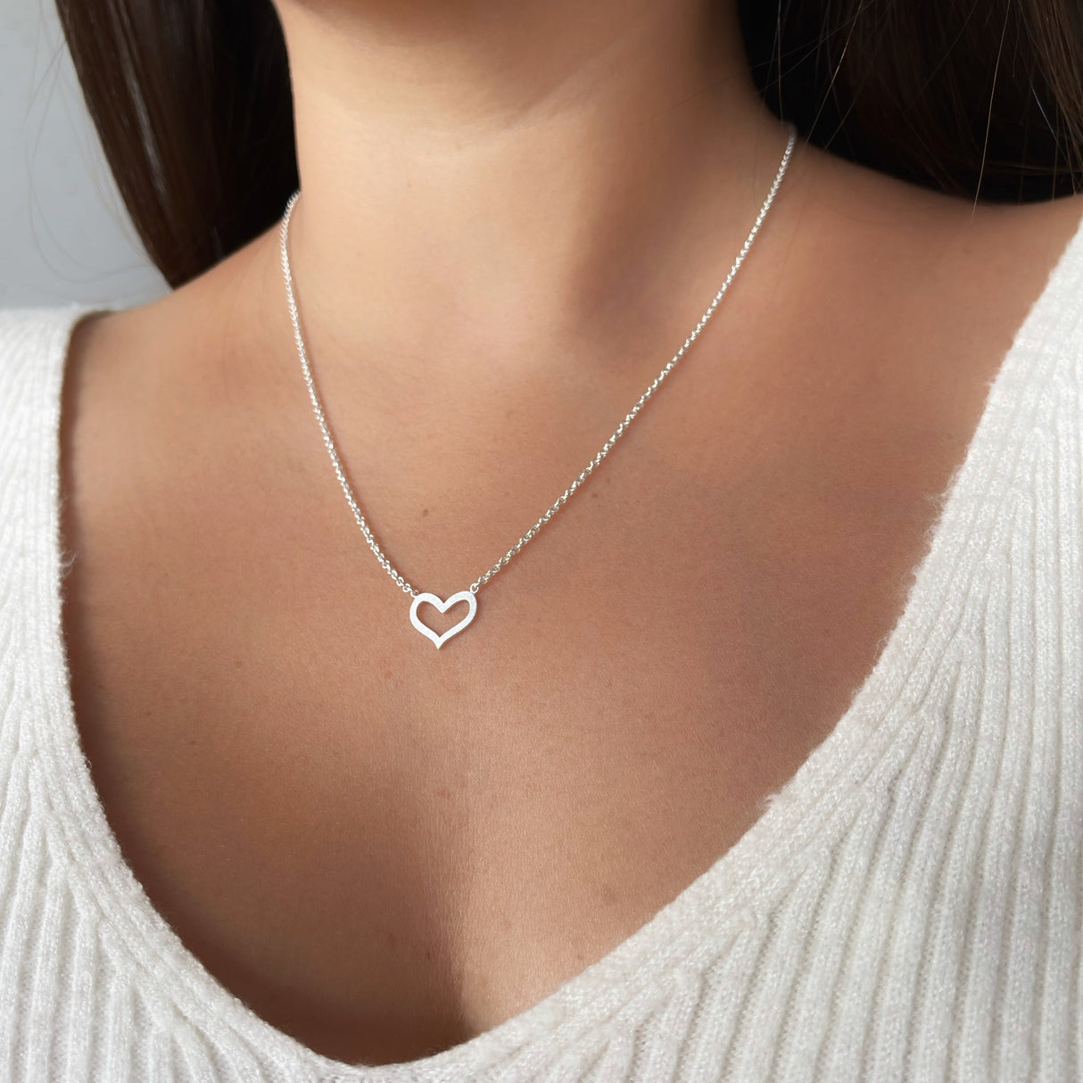 Collar Corazón Borde Silver