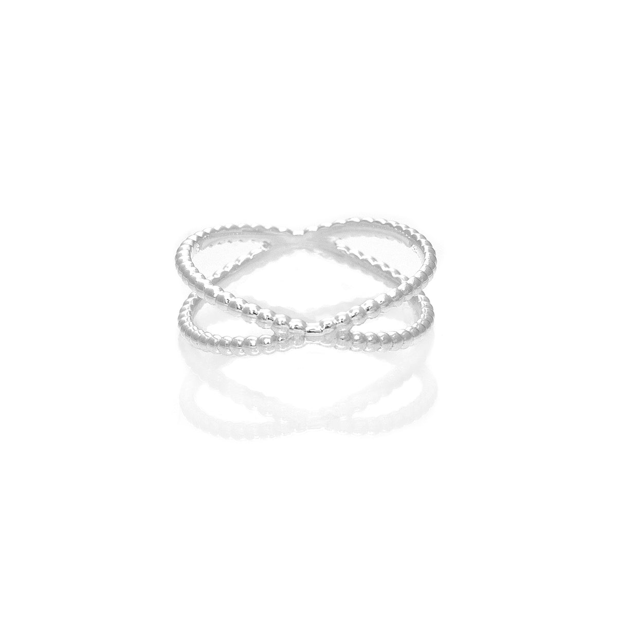 Anillo Cross Dots Silver
