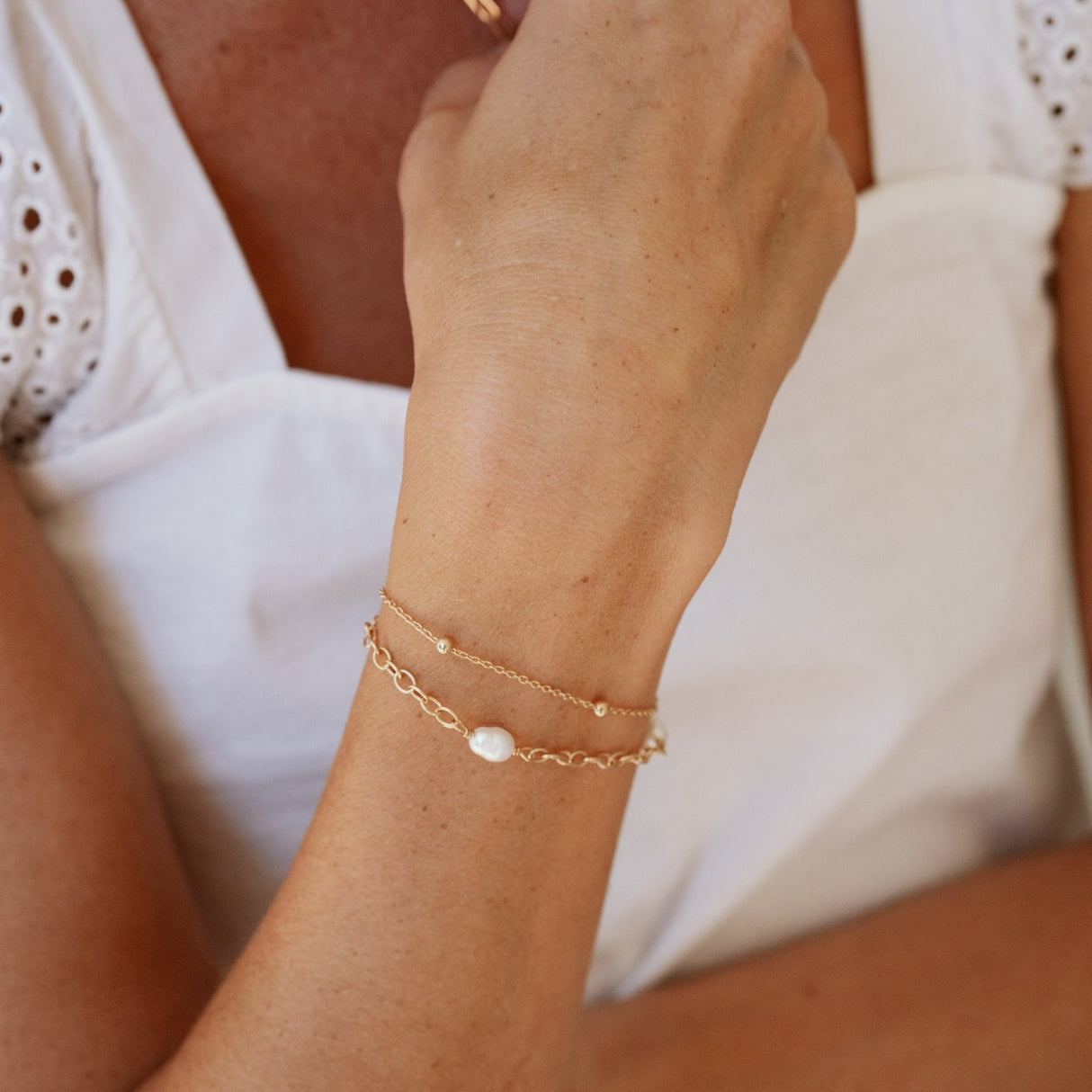 Pulsera ara Pearl Gold