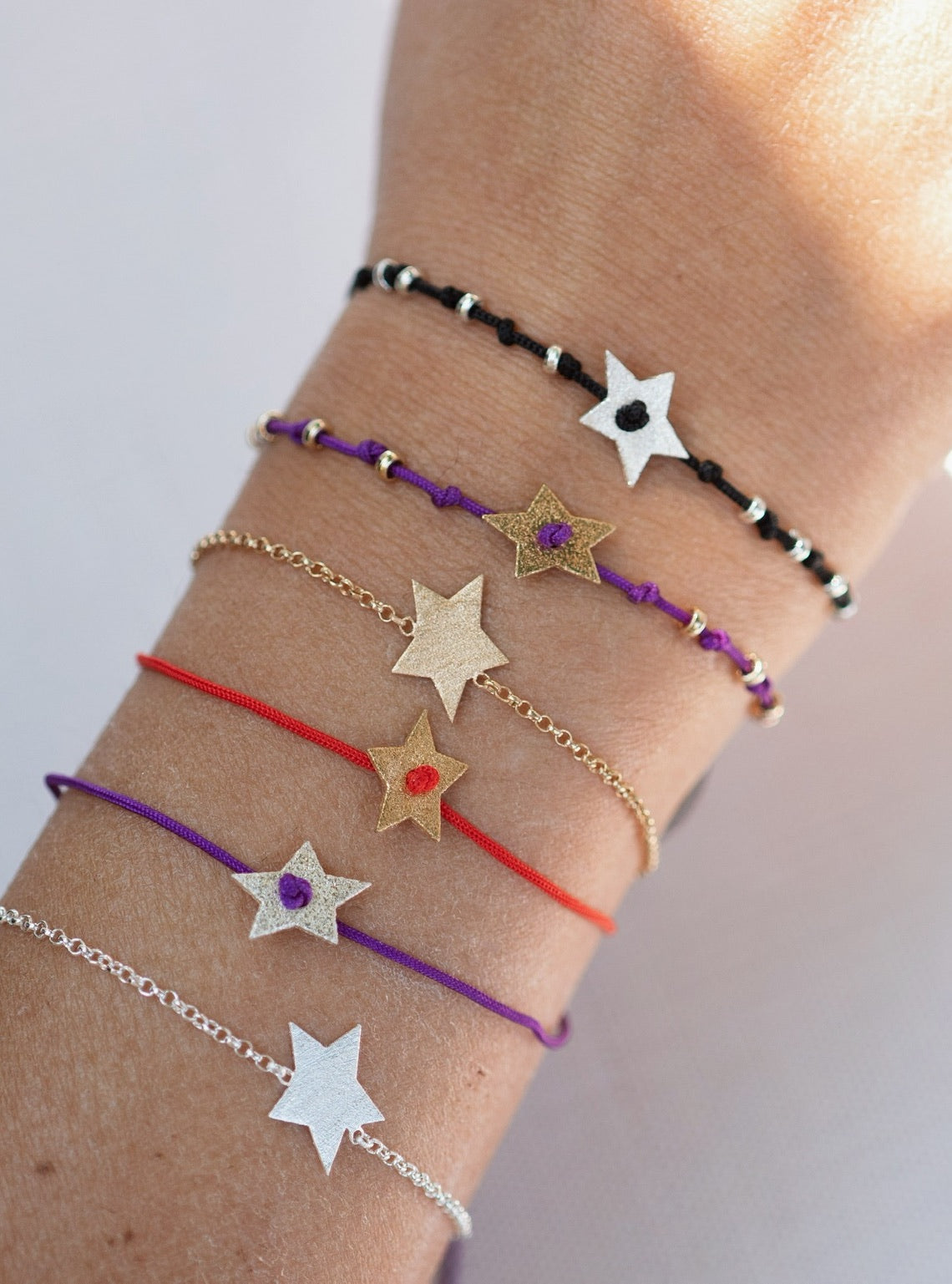 Pulsera Hilo Magia Puntos - Silver Negro