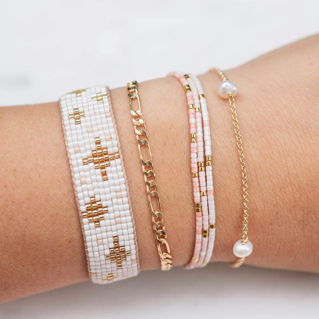 Pulsera Mix Pearl Gold