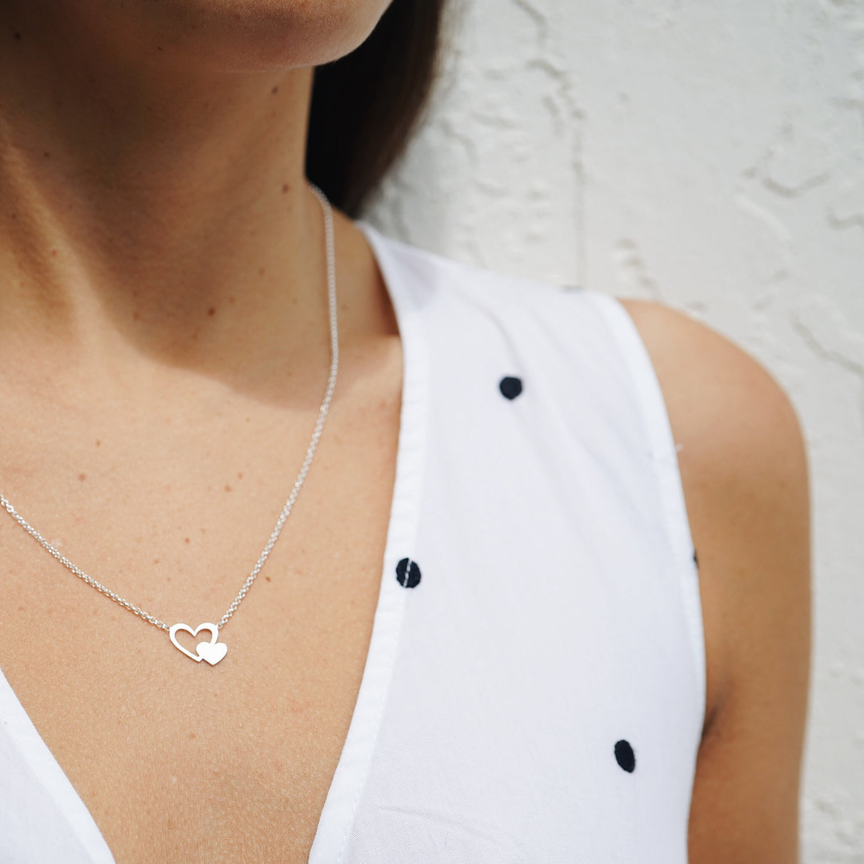 Collar Doble Corazón Silver