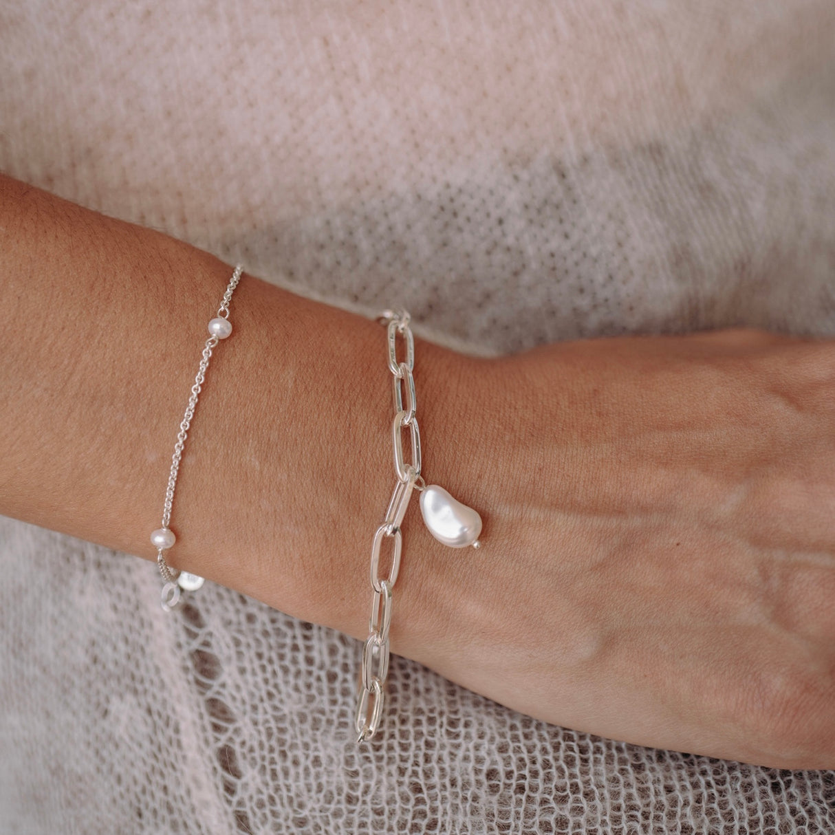 Pulsera Link X Pearl Silver