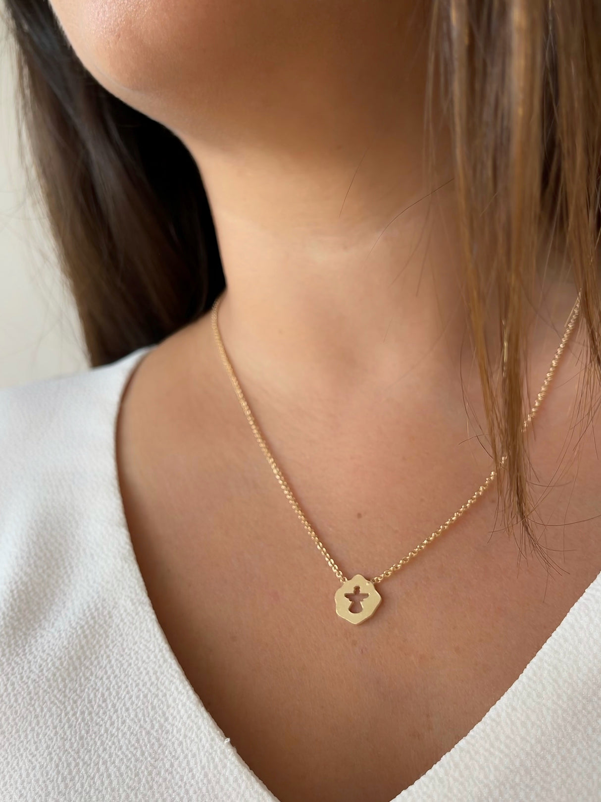 Collar Placa Angel Gold