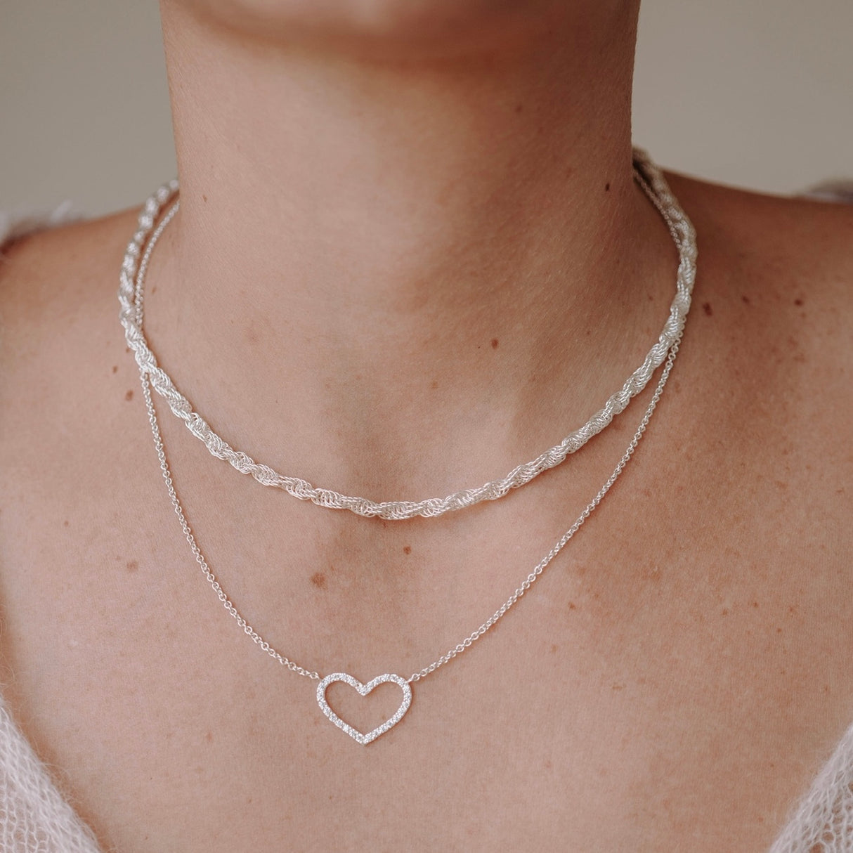 Collar Cz Heart Xl Silver