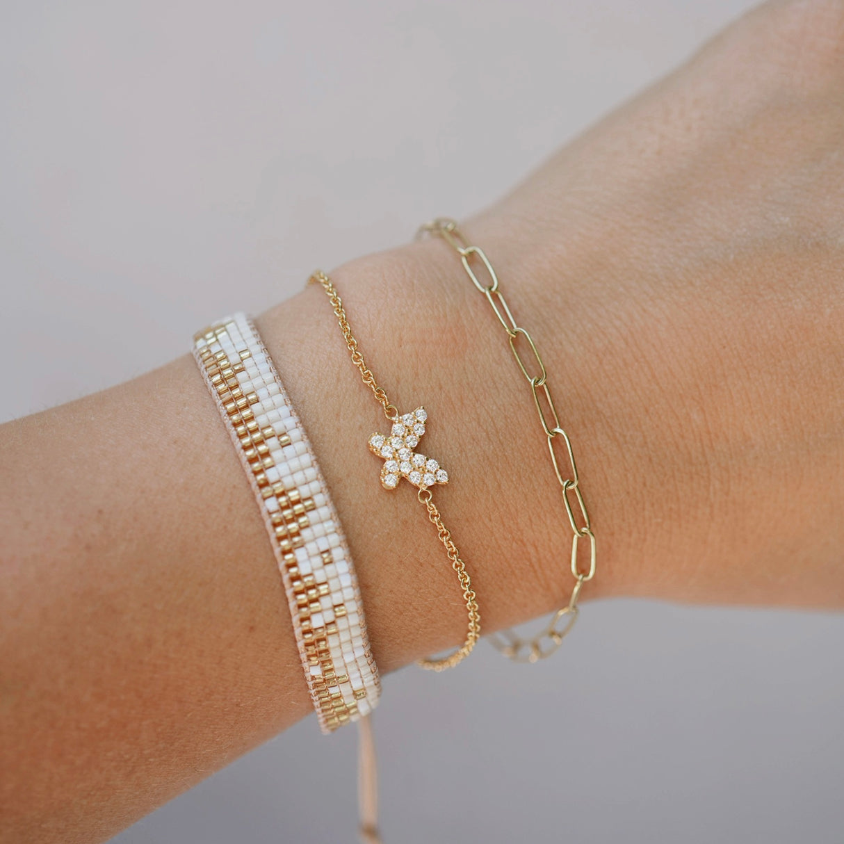 Pulsera Cz Mini Butterfly Gold