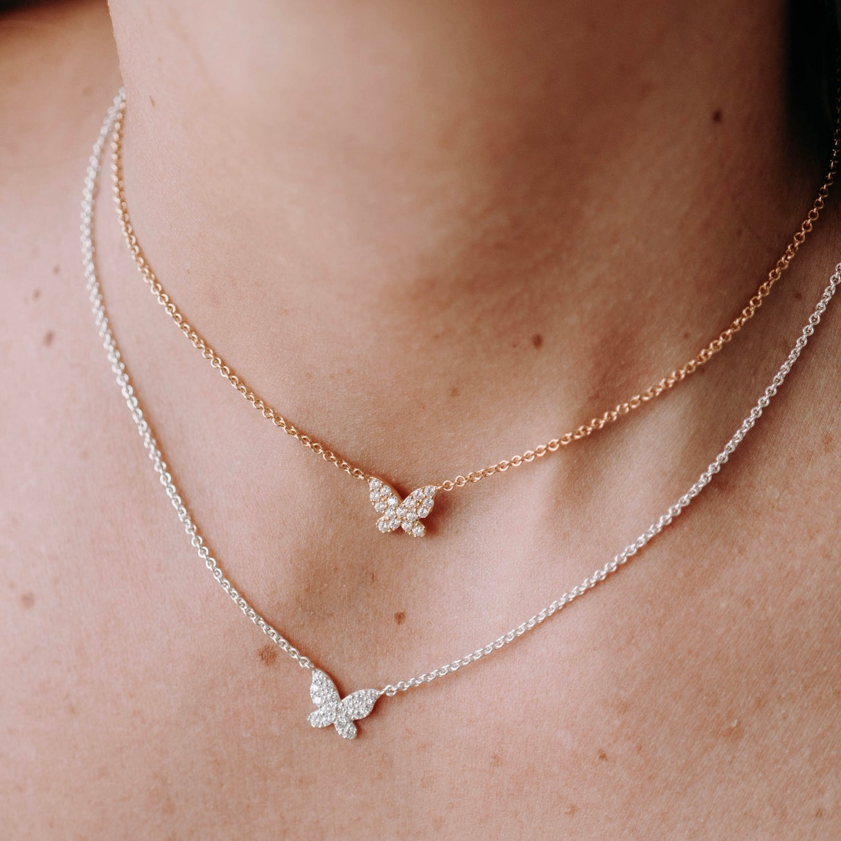 Collar Cz Mini Butterfly Silver